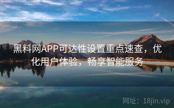 黑料网APP可达性设置重点速查，优化用户体验，畅享智能服务