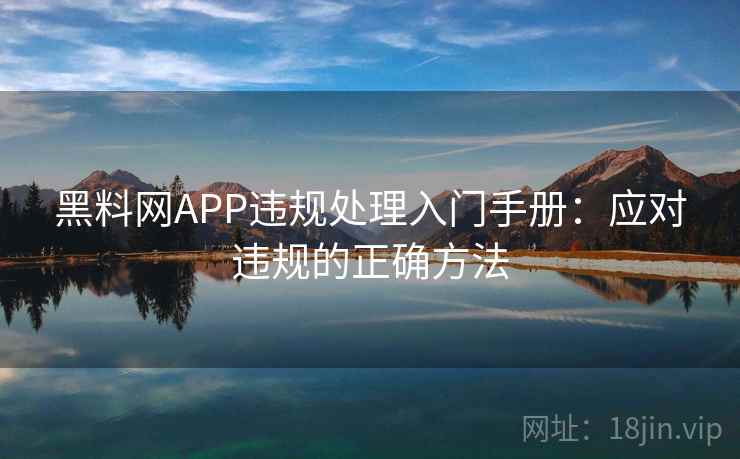 黑料网APP违规处理入门手册：应对违规的正确方法