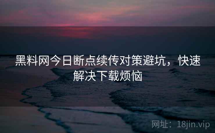 黑料网今日断点续传对策避坑，快速解决下载烦恼