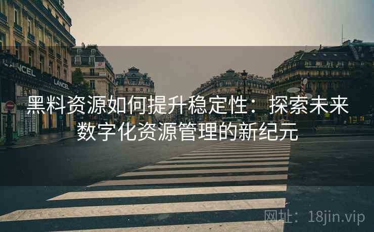 黑料资源如何提升稳定性：探索未来数字化资源管理的新纪元